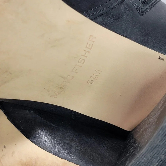 Marc Fisher Womens‎ 9.5 Black Leather Pointy Toe Minimalist Sexy Heeled Bootie - Picture 12 of 13